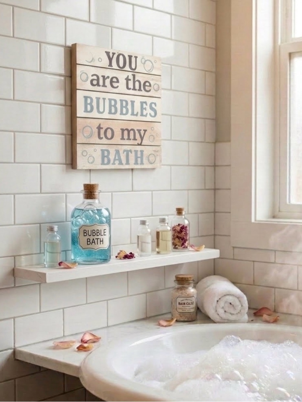 Willow Spring You are the Bubbles to my Bath Wall Shelf Sign